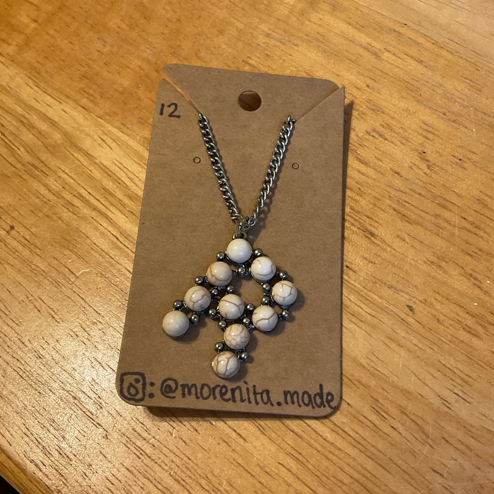 Chic Silver and White Beaded Initial Necklace